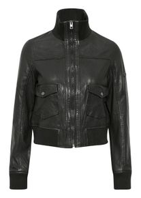 Lederjacke oxmo "Lederjacke OXDenny", Damen, Gr. 42, schwarz, Obermaterial: 100% Lederfaserstoff LEAFIBTEX., Jacken Lederjacke