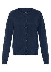 Strickjacke oxmo "Strickjacke OXAIDA", Damen, Gr. S, blau (total eclipse melange), Obermaterial: 70% Viskose CV. 30% Polyamid PA., Strickjacken Strickjacke