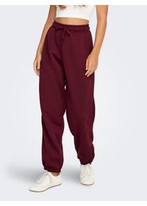 Sweathose Only "ONLBEST CUFF PANT SWT NOOS", Damen, Gr. XS (34), N-Gr, lila (tawny port), Sweatware, Obermaterial: 65% Polyester, 35% Baumwolle, unifarben, relaxed fit kn&ouml;chellang, Hosen Sweathose