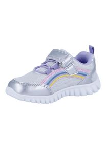 Slip-On Sneaker Richter "Wallaby", M&auml;dchen, Gr. 33, silberfarben, multi, Lederimitat, Textil, Glitzer, Mesh, Schuhe Slip-On Sneaker, Klettschuh mit Regenbogen-Motiv, Gr&ouml;&szlig;enschablone zum Download