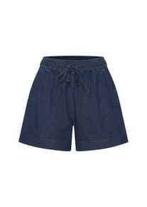 Shorts oxmo "Jeansshorts OXLillith", Damen, Gr. 40, N-Gr, blau (dunkelblau denim), Obermaterial: 98% Baumwolle CO. 2% Elasthan EL., Hosen Shorts