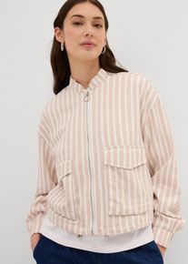bonprix Pilotenjacke in Leinenoptik, beige, Gr.40, L&auml;ssige Pilotenjacke in Leinenoptik mit aufgesetzten Taschen
