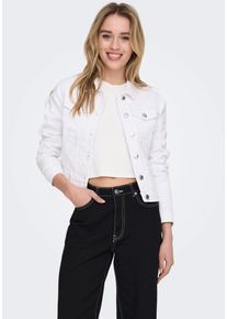 Jeansjacke Only "ONLWONDER &ndash; Jeansjacke mit Teilungsn&auml;hten und Stretch", Damen, Gr. XL, wei&szlig;, Denim/Jeans;Web;Twill, Obermaterial: 79% Baumwolle, 20% Polyester, 1% Elasthan, unifarben, figurumspielend taillenbedeckt, 1-Knopf-Manschette, Jacken Jeansjacke, sehr figurbetont, casual, Denim, Baumwollmischung, Brusttaschen