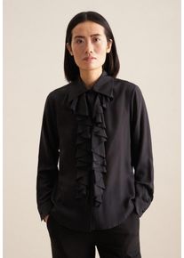 R&uuml;schenbluse Seidensticker, Damen, Gr. XS(34), schwarz, 100% Seide, unifarben, regular fit, ohne Ausschnitt, Blusen R&uuml;schenbluse, 1/1 Kragen Uni