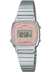 Chronograph CASIO VINTAGE, silber (silberfarben, rosa), Armbanduhren, Damen, Chronograph, Quarzuhr, Armbanduhr, Damenuhr, Digitaluhr, Datum, Edelstahlarmband