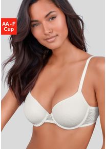 Schalen-BH Lascana "Elisa", Damen, Gr. 80, Cup D, beige (creme), Spitze, Obermaterial: 78% Polyamid, 22% Elasthan, BHs Schalen-BH, mit B&uuml;gel, aus zarter, blumiger Spitze, sexy Dessous