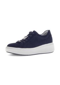 Keilsneaker Gabor, Damen, Gr. 41, blau (nachtblau), Ziegenveloursleder, unifarben, Schuhe Keilsneaker, Plateau, Schn&uuml;rschuh, Halbschuh in Bequemweite G (= weit)