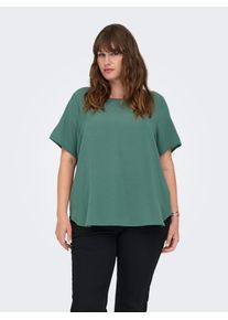 Shirtbluse Only CARMAKOMA "CARVICA SS TOP WVN NOOS", Damen, Gr. 46, balsam gr&uuml;n, Web, Obermaterial: 97% Polyester, 3% Elasthan, unifarben, regular fit normal, Rundhals, Blusen Shirtbluse, Materialmix, regular fit