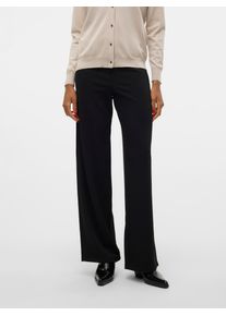 V&eacute;ro Moda Schlupfhose VERO MODA "VMBERLIN ZAMIRA MW WIDE PANT NOOS", Damen, Gr. S (36), L&auml;nge 32, schwarz, Milano Rib, Obermaterial: 95% Polyester, 5% Elasthan, unifarben, loose fit normal, Hosen Schlupfhose, mit Stretch