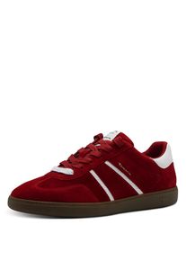Plateausneaker Tamaris, Damen, Gr. 36, rot (merlot), Lederimitat, Veloursleder, unifarben mit Farbeinsatz, Schuhe Plateausneaker, Freizeitschuh, Halbschuh, Schn&uuml;rschuh mit gepolstertem Schaftrand