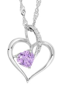 Kette mit Anh&auml;nger Amor "Herz", bunt (silberfarben, lila), Halsketten, Damen, Silber 925 (Sterlingsilber), L: 45, Kette mit Anh&auml;nger, mit Zirkonia (synth.)