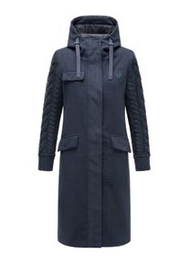 Kurzmantel Navahoo "Wintermantel Knit Babe 14", Damen, Gr. L, blau (navy), Obermaterial: 95% Polyester PES. 3% Viskose CV. 2% Modacryl MAC. Obermaterial: Futter: 100% Polyester PES., M&auml;ntel Kurzmantel