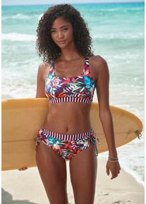 Bustier-Bikini-Top Venice Beach "Cadu", Damen, Gr. 42, N-Gr, bordeaux bedruckt, Obermaterial: 84% Polyamid, 16% Elasthan. Futter: 92% Polyester, 8% Elasthan, Bikini-Oberteile Bustier-Bikini-Top, im floralen Design