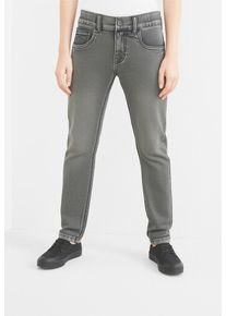 Slim-fit-Jeans name it "NKMTHEO XSLIM SWE JEANS 3113-TH NOOS", M&auml;dchen, Gr. 128, N-Gr, blau (medium grau denim detail:washed), Denim/Jeans, Obermaterial: 70% Baumwolle, 27% Polyester, 3% Elasthan, unifarben, slim fit lang, Jeans Slim-fit-Jeans
