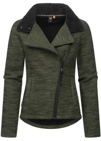 Strickfleecejacke Ragwear "Strickfleecejacke Saskie Melange", Damen, Gr. XXL, gr&uuml;n (schwarz olive), Obermaterial: 56% Polyester PES. 44% Baumwolle CO. Obermaterial: Futter: 100% Polyester PES., Jacken Strickfleecejacke