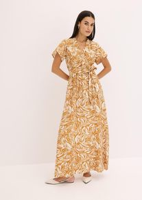 bonprix bedrucktes Maxikleid aus Viskose-Mix, wei&szlig;, Gr.38, modisch bedrucktes Maxikleid mit Bindeband in der Taille, aus Viskose