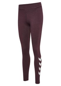 Leggings Hummel "HMLPULSE LOGO MW TIGHTS", Damen, Gr. XS, N-Gr, fudge melange, Obermaterial: 57% Baumwolle, 38% Polyester, 5% Elasthan, Hosen Leggings