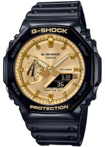 Chronograph Casio G-SHOCK, schwarz (schwarz, goldfarben), Armbanduhren, Damen, Chronograph, Quarzuhr,Armbanduhr,Herrenuhr,digital, bis 20 bar wasserd.Resinarmband