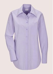 Madeleine Mode Langarmbluse MADELEINE "Hemdbluse Baumwollbluse mit Hemdkragen", Damen, Gr. 38, lila (hellamethyst), Obermaterial: 100% Baumwolle CO., Modern, figurumspielend, Blusen Langarmbluse, &Auml;rmelschlitz