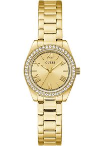 Quarzuhr Guess "MINI LUNA", gold (goldfarben), Armbanduhren, Damen, Quarzuhr, Armbanduhr, Damenuhr, Edelstahlarmband, analog, Kristallsteine