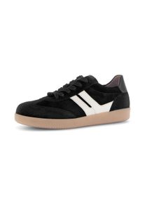 Sneaker Gabor, Damen, Gr. 37, schwarz-wei&szlig; (schwarz, sanftes wei&szlig;), Glattleder, Veloursleder, unifarben mit Farbeinsatz, Schuhe Sneaker, Freizeitschuh, Halbschuh, Schn&uuml;rschuh mit gepolstertem Schaftrand