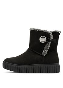 Winterboots Marco Tozzi, Damen, Gr. 41, schwarz, Textil, Veloursleder, kontrastfarbene Details, unifarben, Schuhe Winterboots, Plateau, Rei&szlig;verschlussboots mit Fellimitat am Schaftrand
