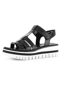 Keilsandalette Gabor, Damen, Gr. 38, schwarz, Kalbsleder, unifarben, Schuhe Keilsandalette, Plateau, Riemchensandale mit Keilabsatz