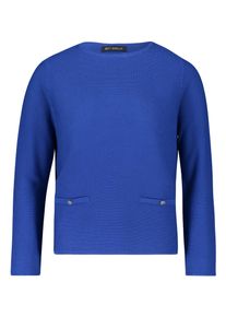 Rundhalspullover Betty Barclay "Feinstrickpullover mit aufgesetzten Taschen", Damen, Gr. 46, blau (adria), Obermaterial: 50% Baumwolle CO. 50% Polyacryl PAN., Pullover Rundhalspullover