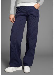 Cargohose Kangaroos, Damen, Gr. 48, N-Gr, blau (marine), Web, Obermaterial: 50% Baumwolle, 46% Polyamid, 4% Elasthan, kontrastfarbene Details, unifarben, bequem bodenlang, Hosen Cargohose, mit besonderem Taschen-Design, Topseller