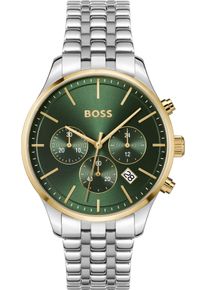 Chronograph BOSS "AVERY", silber (silberfarben, gr&uuml;n), Armbanduhren, Herren, Chronograph, Quarzuhr, Herrenuhr, Armbanduhr, Stoppfunktion, Edelstahlarmband