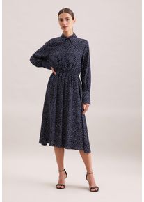 Sommerkleid Seidensticker, Damen, Gr. M38, Normalgr&ouml;&szlig;en, blau (dunkelblau), 100% Viskose, bedruckt, regular fit, Kleider Sommerkleid, 1/1 Kragen Druck