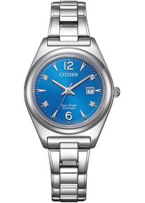 Solaruhr Citizen, silber (titansilberfarben, blau), Armbanduhren, Damen, Solaruhr, Armbanduhr, Damenuhr, Titan, Datum, Saphirglas