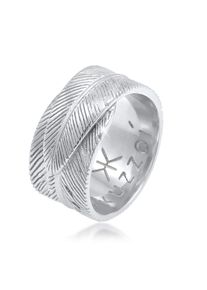 Silberring Kuzzoi "Ring Herren Feder Vintage Trend Massiv 925 Silber" Gr. 60, silber, Fingerringe, Herren, 60, Silber 925 (Sterlingsilber), Silberring