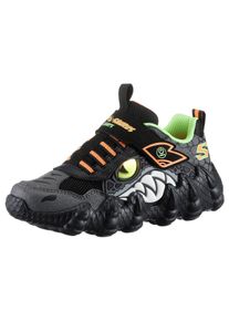 Sneaker Skechers "SKECH-O-SAURUS LIGHTS", Jungen, Gr. 32, schwarz (schwarz, limette, neon dino), Lederimitat, Mesh, kontrastfarbene Details, Schuhe Sneaker, Blinkschuh, Trekkingschuh, Kindergartenschuh mit markanter Profilsohle