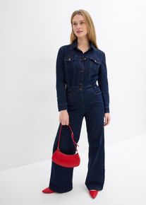 bonprix Jeans-Overall, blau, Gr.44, Jeans Overall mit weitem Bein, 98% Baumwolle (organic)