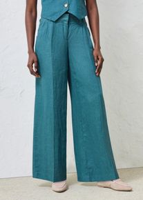 bonprix Leinenhose, petrol, Gr.52, elegante Leinenhose mit Bundfalten, aus Leinen