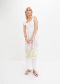 bonprix Jerseykleid mit Smok-Detail, wei&szlig;, Gr.40/42 (M), Legeres Kleid aus weichem Baumwolljersey mit gesmokter Taillenpasse