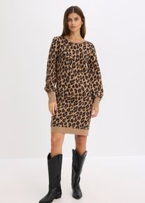 bonprix Strickkleid, beige, Gr.36/38 (S), Strickkleid mit modischem Animal-Design