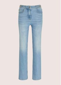Madeleine Mode Regular-fit-Jeans MADELEINE "Jeans Straight-Leg-Jeans mit Formbund", Damen, Gr. 34, N + K Gr, blau, Obermaterial: 91% Baumwolle CO. 7% Elastomultiester ELE. 2% Elasthan EL., Jeans Regular-fit-Jeans