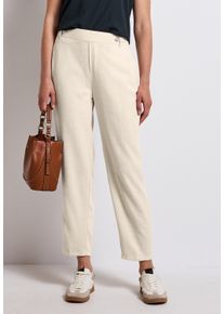 Chinohose Street One, Damen, Gr. 46, L&auml;nge 28, wei&szlig; (silkstone wei&szlig;), Web, Obermaterial: 49% Polyester, 44% Viskose, 4% Elasthan, 3% Polyamid, unifarben, lang, Hosen Chinohose, mit Knopfdetail