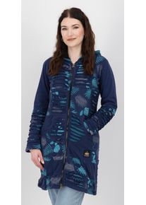 Fleecejacke DEPROC Active "Patchwork NUNAVUT LONG WMN", Damen, Gr. 36 (S), blau (schwarz navy), 100% Baumwolle, Jacken Fleecejacke, auch in Gro&szlig;en Gr&ouml;&szlig;en erh&auml;ltlich