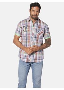 Kurzarmhemd Jan Vanderstorm "Kurzarmhemd OLIAN", Herren, Gr. 6XL, weit, bunt (orange kariert), Obermaterial: 100% Baumwolle CO., comfort fit, Hemden Kurzarmhemd