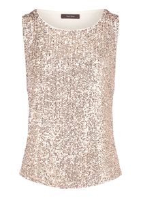 Blusentop Vera Mont "Pailletten-Top ohne Arm", Damen, Gr. 36, beige (cream, gold), Obermaterial: 93% Polyester PES. 7% Elasthan EL., Blusen Blusentop