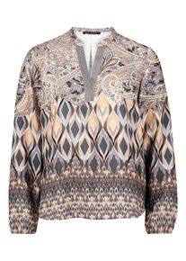 Longbluse Betty Barclay "Longbluse mit Stehkragen", Damen, Gr. 46, grau (grau, beige), Obermaterial: 100% Viskose CV., Blusen Longbluse