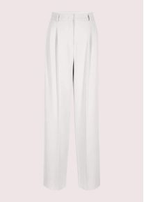 Madeleine Mode Bundfaltenhose MADELEINE "Palazzohose Weite Bundfaltenhose mit Formbund", Damen, Gr. 46, N-Gr, wei&szlig; (wollwei&szlig;, melange), Obermaterial: 62% Polyester PES. 26% Viskose CV. 9% Wolle WO. 3% Elasthan EL., Hosen Bundfaltenhose