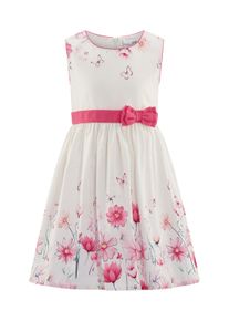 Sommerkleid happy girls, M&auml;dchen, Gr. 122, N-Gr, ecru, Web, Obermaterial: 100% Baumwolle. Futter: 100% Baumwolle, bedruckt, gebl&uuml;mt, Basic knieumspielend, Rundhals, Kleider Sommerkleid