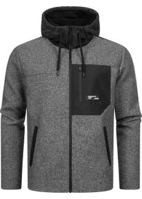Kapuzensweatjacke Ragwear "Fleecejacke Brodney", Herren, Gr. S, grau (dunkelgrau), Obermaterial: 100% Polyester PES. Futter: 100% Polyester PES., Sweatjacken Kapuzensweatjacke