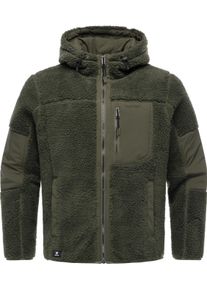 Kapuzensweatjacke Ragwear "Pl&uuml;schjacke Chille", Herren, Gr. M, gr&uuml;n (schwarz olive), Obermaterial: 100% Polyester PES. Futter: 100% Polyester PES., Sweatjacken Kapuzensweatjacke