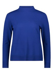 Rundhalspullover Betty Barclay "Basic-Strickpullover mit Stehkragen", Damen, Gr. 36, blau (adria), Obermaterial: 55% Viskose CV. 30% Polyester PES. 15% Polyamid PA., Pullover Rundhalspullover