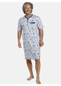 Pyjama Jan Vanderstorm "Nachthemd UNNI", Herren, Gr. L, blau (blau gemustert), Obermaterial: 100% Baumwolle CO., Homewear-Sets Pyjama